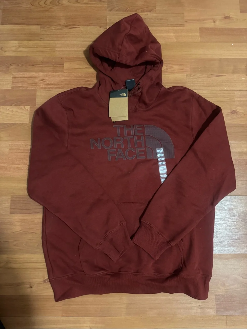 The North Face Men's Maroon Pullover Hoodie with Logo